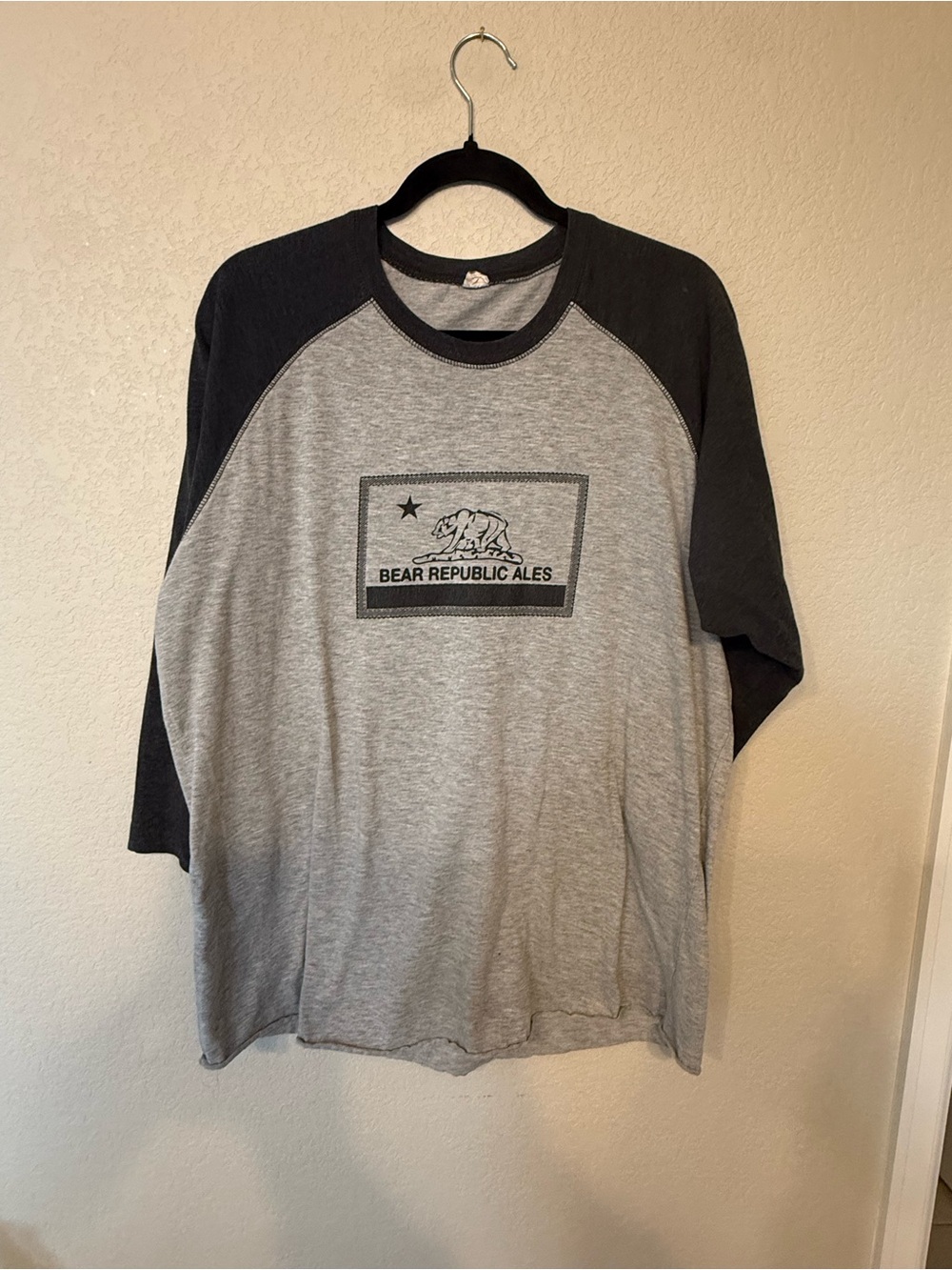 Bear Republic Brewing Gray and Black Raglan Long Sleeve Tee